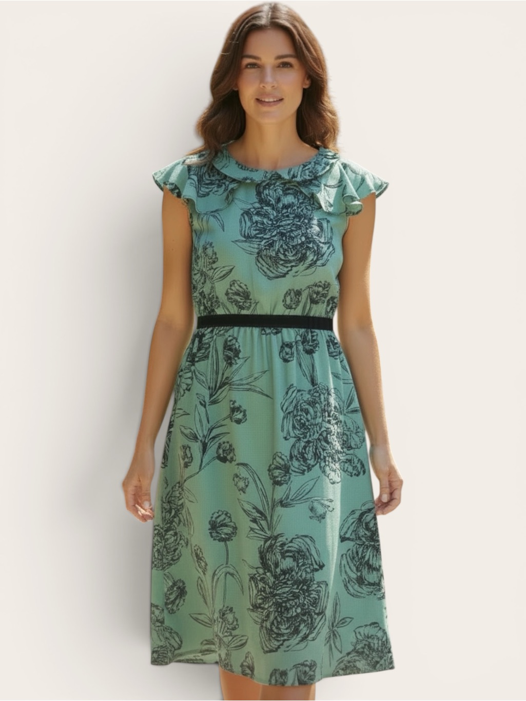 Leifsdottir 100% Silk Seafoam Green Floral Print Dress